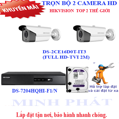 Trọn bộ 2 camera FULL HD HIKVISION 2.0 (IT3)
